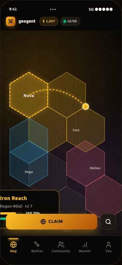 In-game hex world map showing rival communities, capital markers, and an active battle in progress.